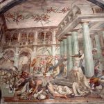 L’affresco dei Fiammenghini nel braccio nord del transetto, ritraente il martirio delle monache cistercensi nel monastero polacco di Vittavia