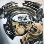 Gianni Bertini_Questo nottambulo di Zorro_I due astronauti_1965_tecnica mista su carta_cm70x70_ph. Pier Enrico Ferri