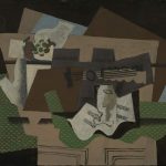 2. Braque Chitarra, bicchiere e piatto di frutta sopra un buffet
