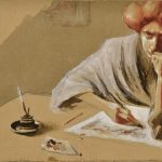 Adriana Bisi Fabbri, Autoritratto al tavolo di lavoro, 1905-1906