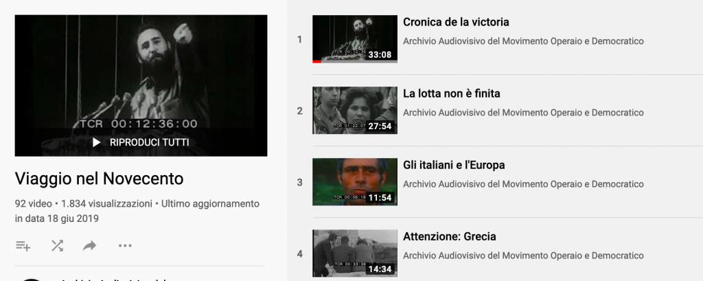 viaggio nel novecento you tube