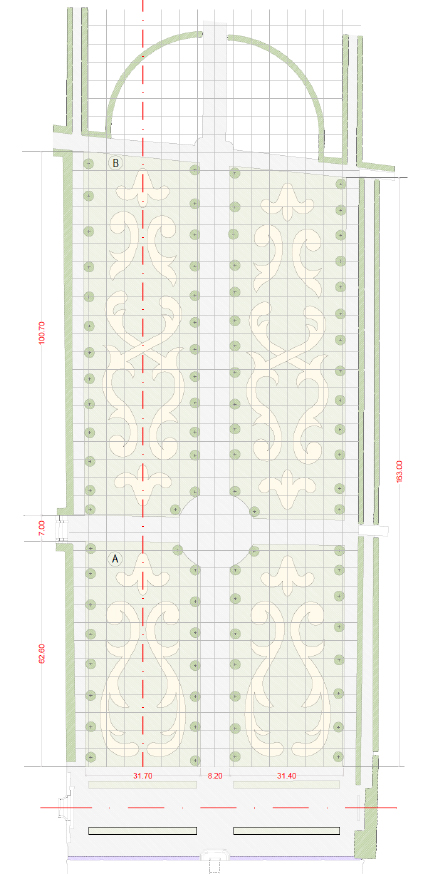 Progetto di restauro del parterre, in corso