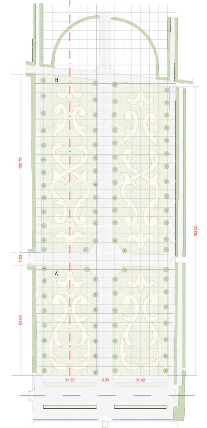 Progetto di restauro del parterre, in corso