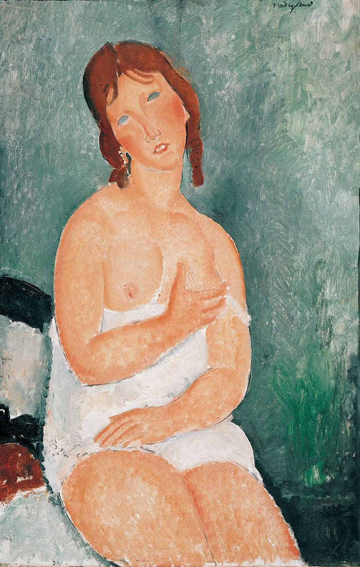 Quadro di modigliani donna con veste bianca