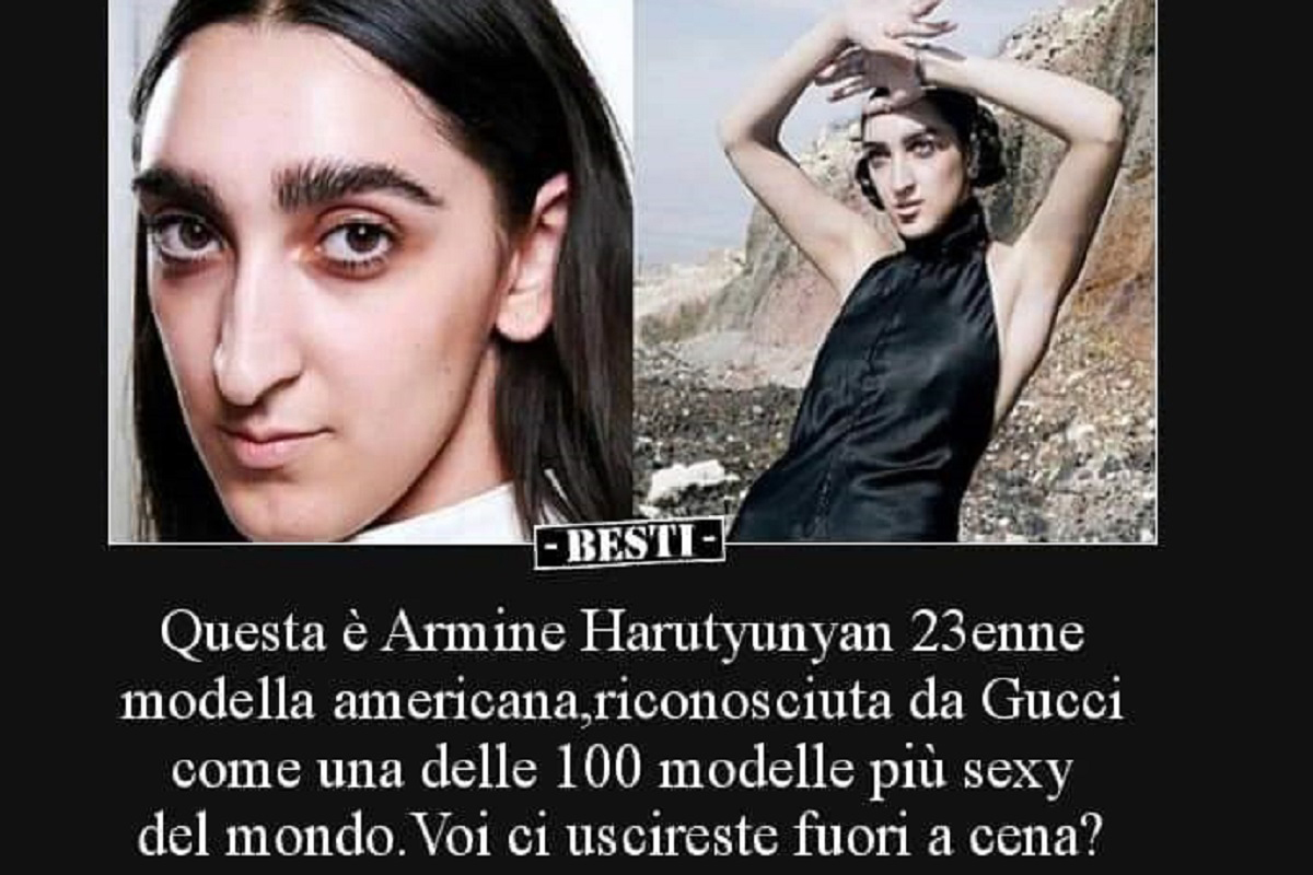 la modella Armine Harutyunyan presa in giro in un meme