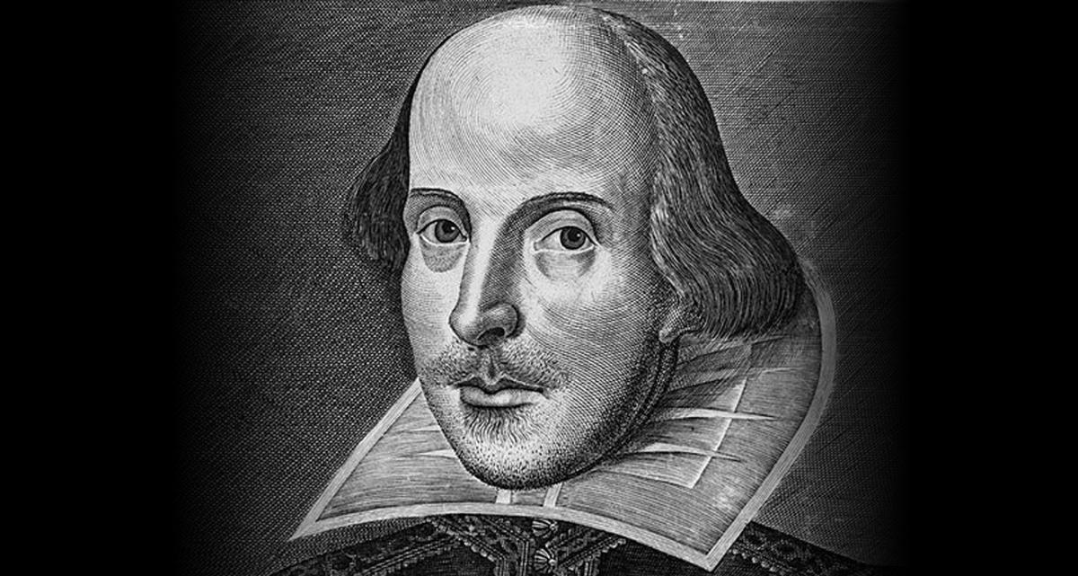 primo piano di William Shakespeare in bianco e nero