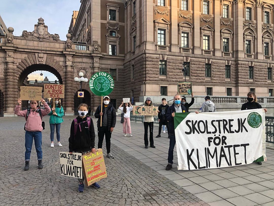 Greta Thunberg e altri manifestanti in piazza per il Friday For Future
