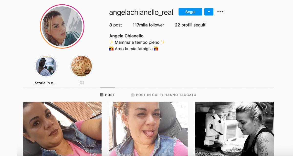 schermata della pagina instagram di Angela Chianello