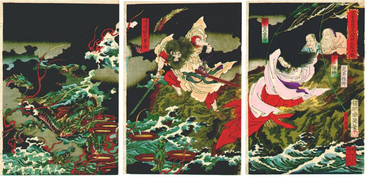 Susanoo slaying the Yamata-no-Orochi, Toyohara Chikanobu