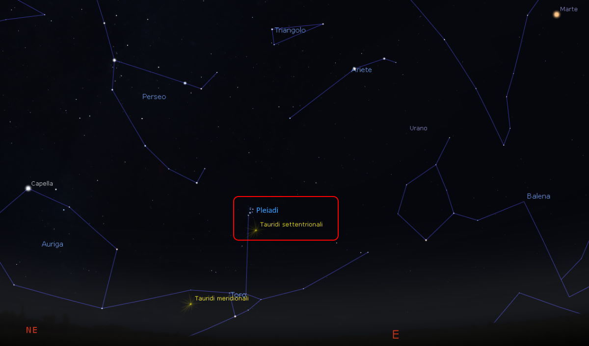 stelle cadenti di novembre mappa per trovare le pleiadi