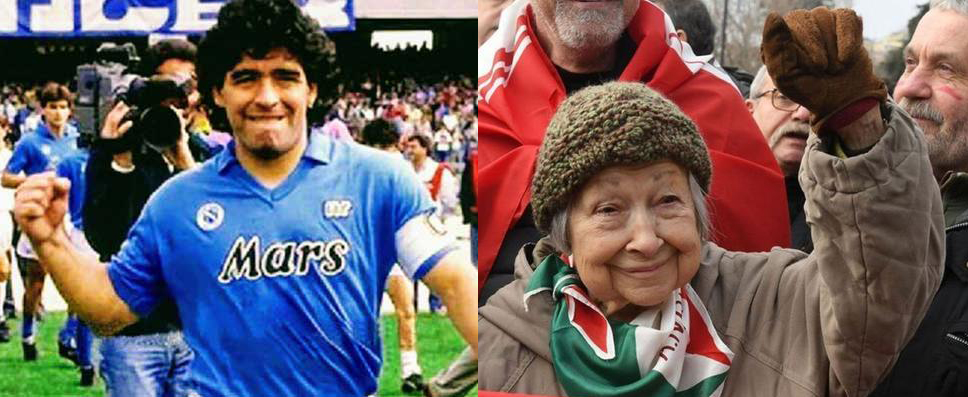 Maradona vs Lidia Menapace maradona a sinisrtra lidia a destra