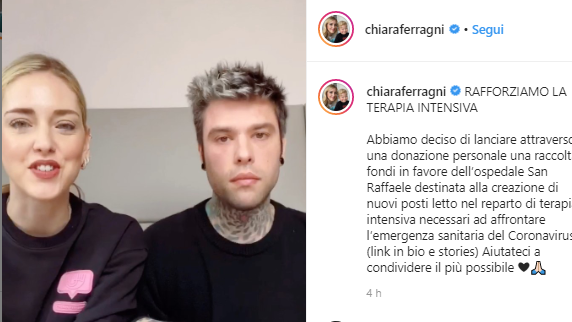 Chiara Ferragni e Fedez emergenza terapie intensive