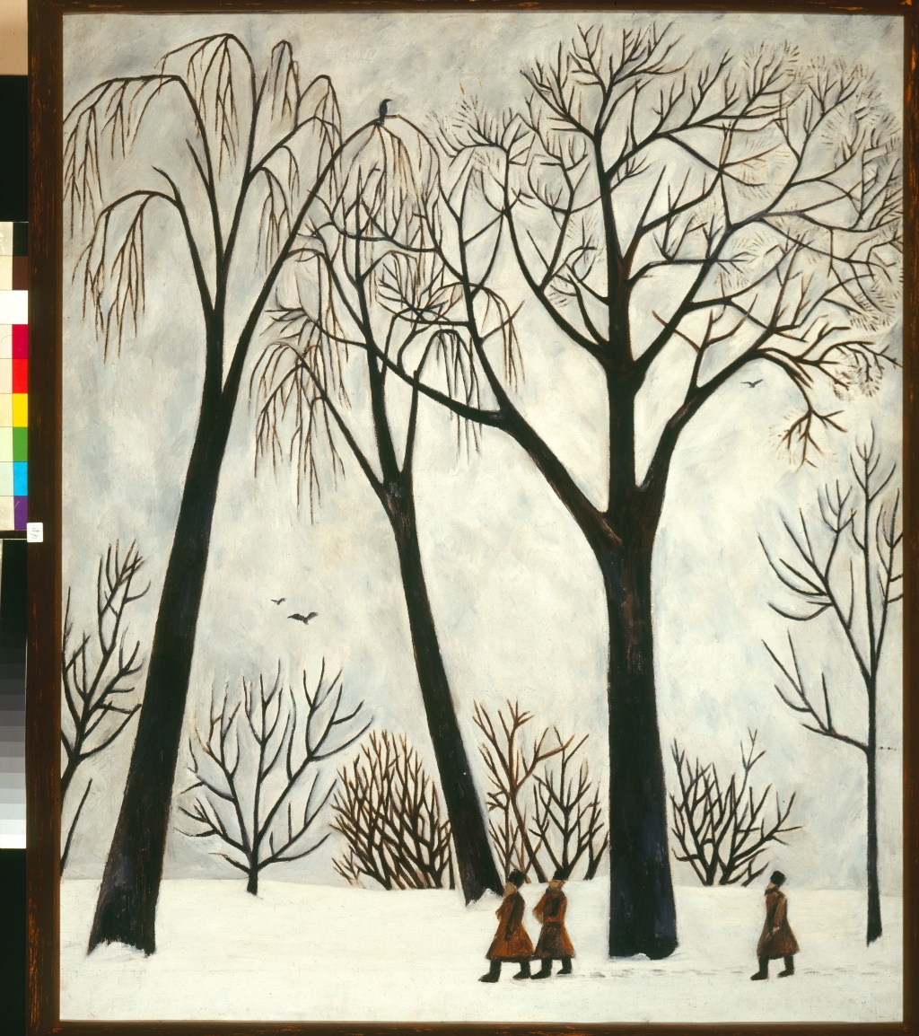 donne artiste, inverno con neve dipinto da Natialia Goncharova
