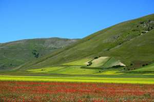 Scatto orizzontale del colorato altopiano di Castelluccio di Norcia