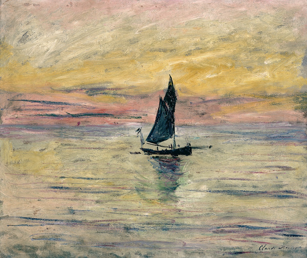 dipinto con barca a vela di Monet