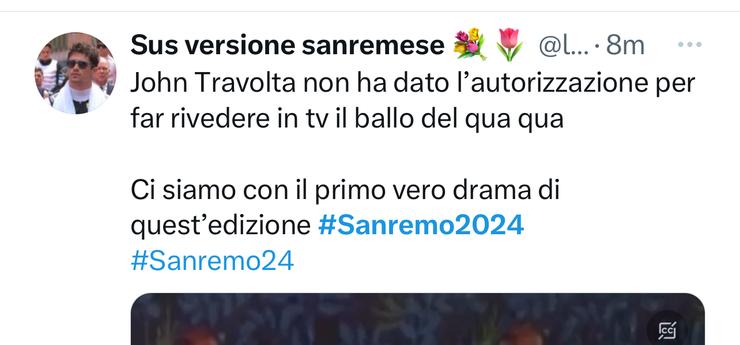 John Travolta contro sanremo